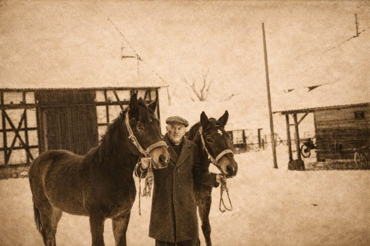 Zwei Fohlen werden von Herrn Kröplin gehalten