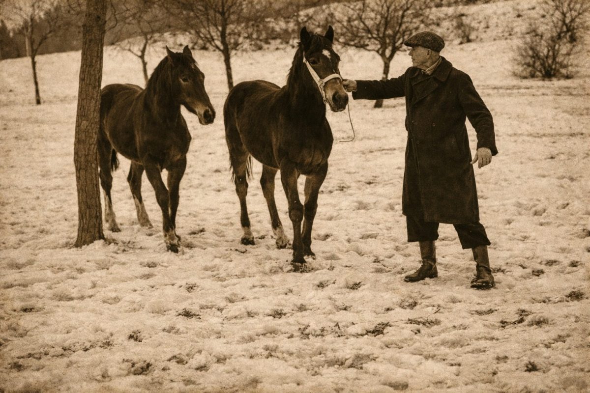 Herr Kröplin mit Fohlen