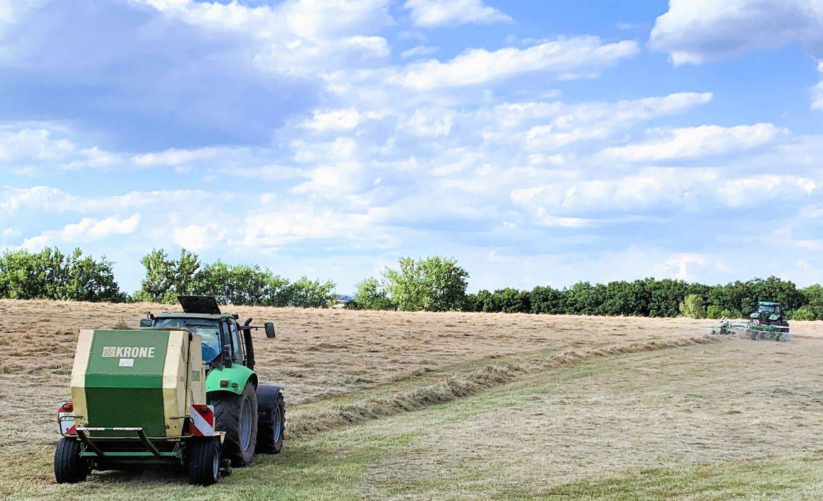 Tranktoren bei der Heuernte